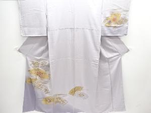 未使用品　金彩扇面に松竹梅・草花模様訪問着